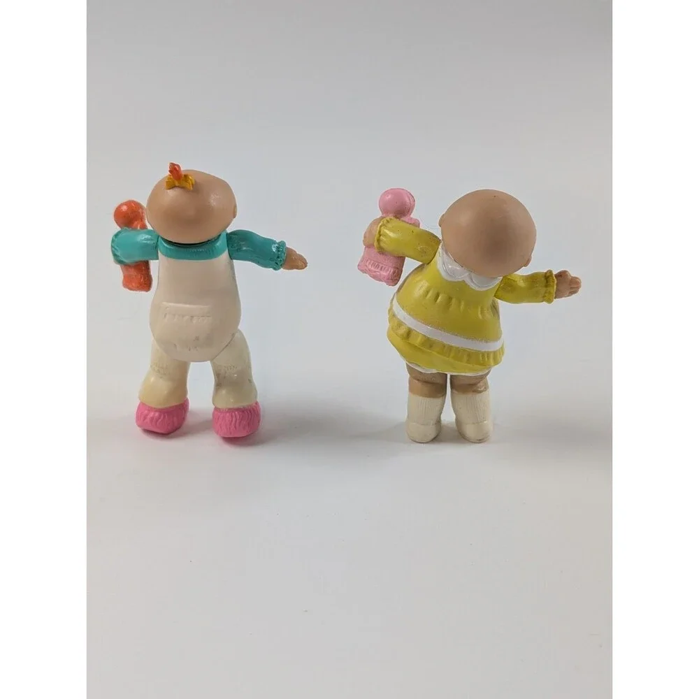 Vintage Cabbage Patch Kids PVC Figures Lot of 2 Baby Dolls w Mini Dolls 1980s